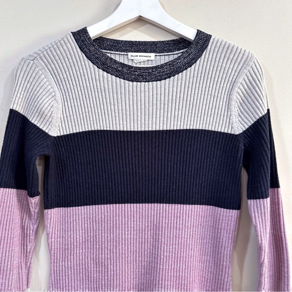 Club Monaco Merino Wool Striped Knit Sweater Dress Size M Pink Black White - Picture 4 of 13